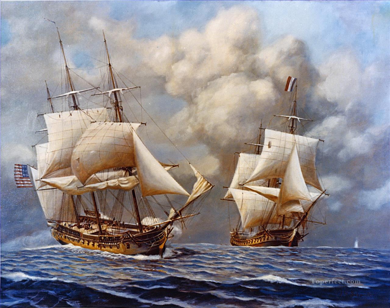 USS Constellation Vs Insurgente Naval Battle Oil Paintings